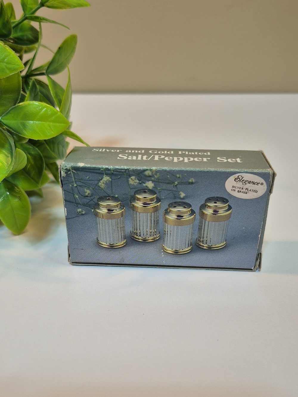 VINTAGE Silver and Gold Plated Mini Salt & Pepper Shakers Set of 4